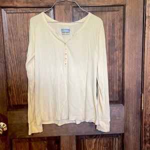 Soft pastel yellow Cabela’s textured long sleeve!